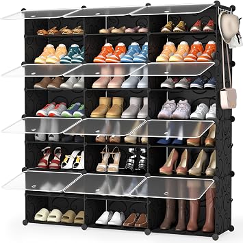 HOMIDEC Shoe Rack Organizer, 8 Tier Shoe Storage Cabinet 48 Pair Plastic Shoe Organizer Shelves for Closet Hallway Bedroom En
