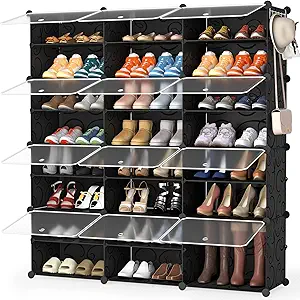 HOMIDEC Shoe Rack Organizer, 8 Tier Shoe Storage Cabinet 48 Pair Plastic Shoe Organizer Shoe Shelves for Closet Hallway Bedroom Entryway