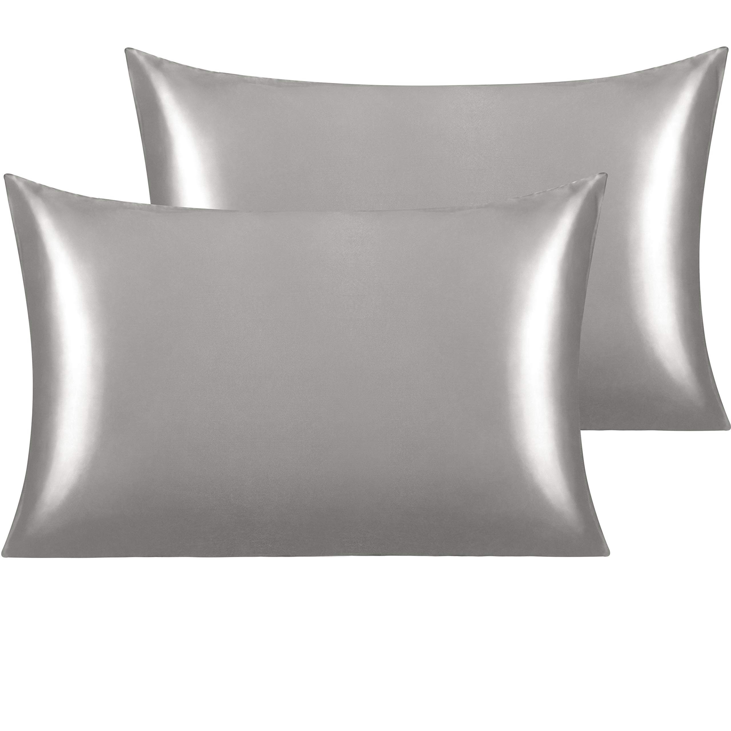 NTBAY Standard Satin Pillowcases, Set of 2, Grey — image 1