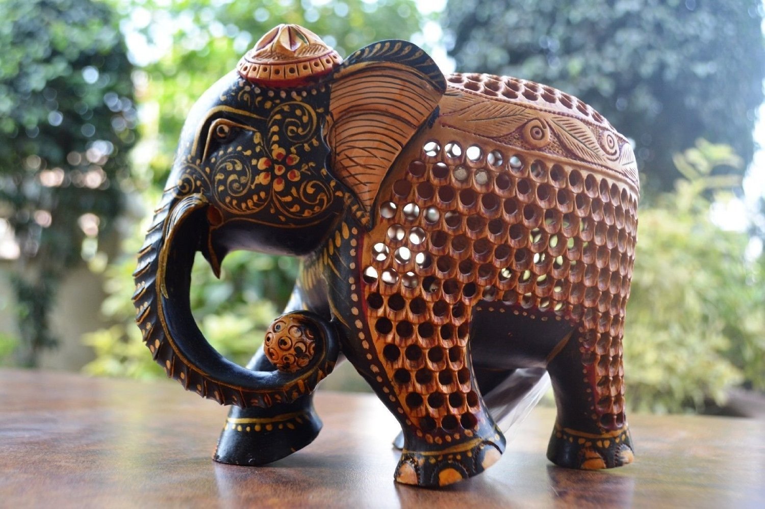 Boîte à Bijoux En Bois - Éléphant Sculpté à La Main Bois De Manguier