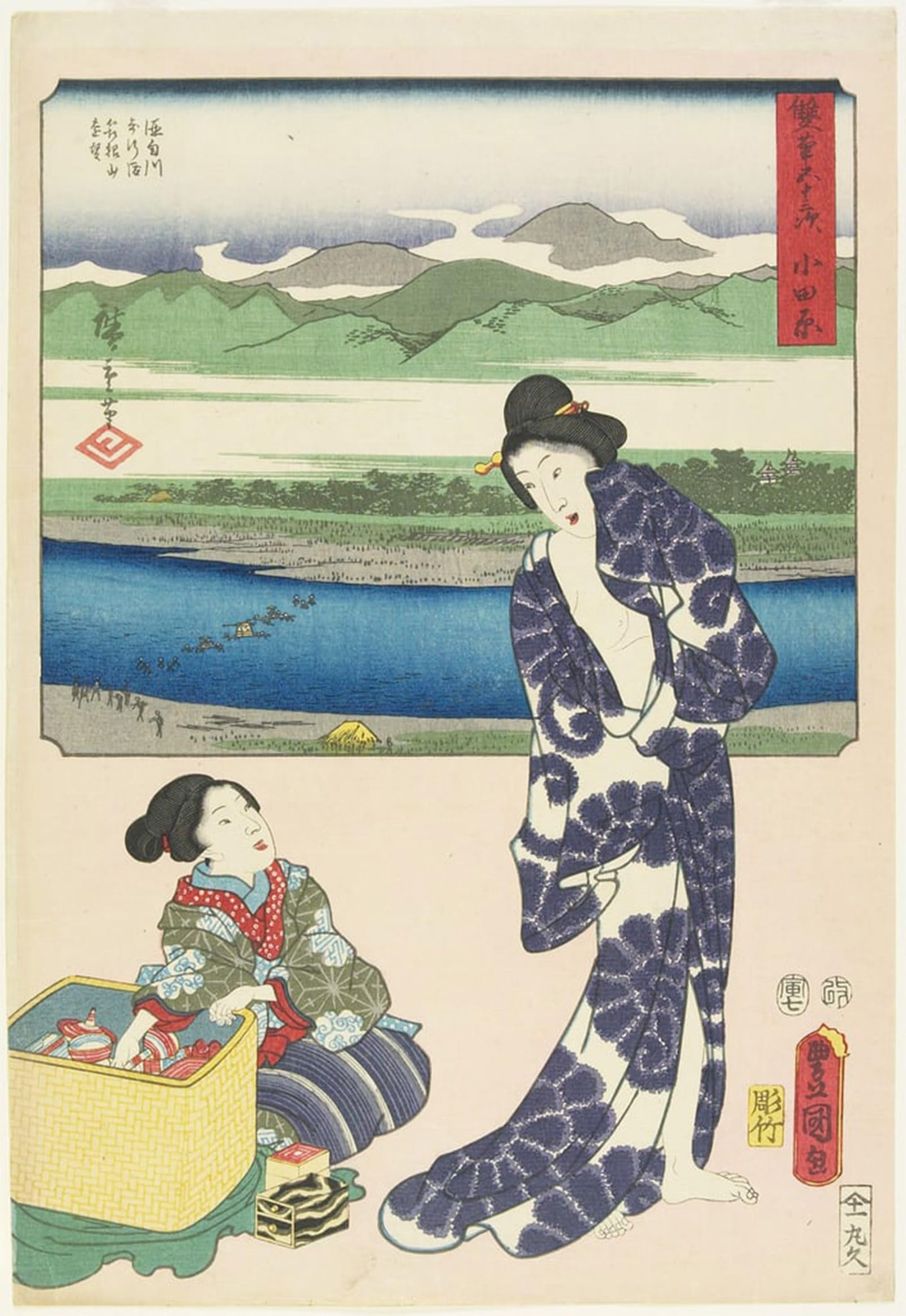 Serendipitp No Frame Vintage Wall Art Canvas Nordic Poster Canvas Print Picture Odawara July By Utagawa Hiroshige Wall Art Poster For Home Decor 60X90cm