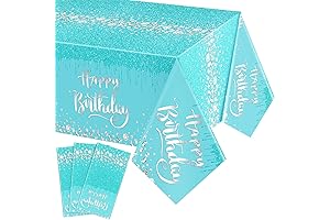 3 Pcs Teal Birthday Plastic Tablecloths