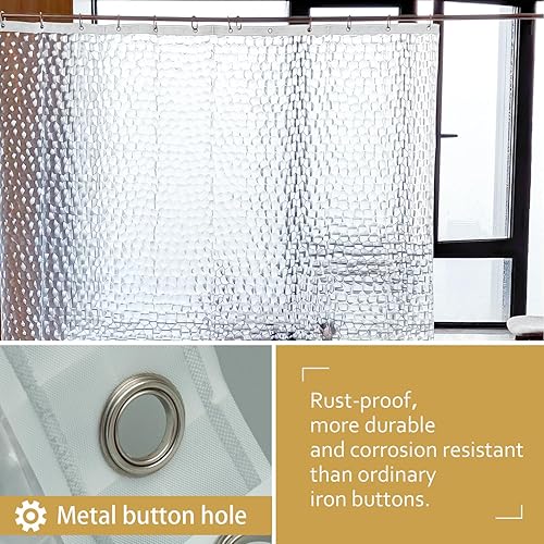 Miniatura 2 de NTBAY Cortina de ducha transparente de EVA con cubo de agua, forro repelente al agua con 3 imanes para baño, 72 x 84 pulgadas