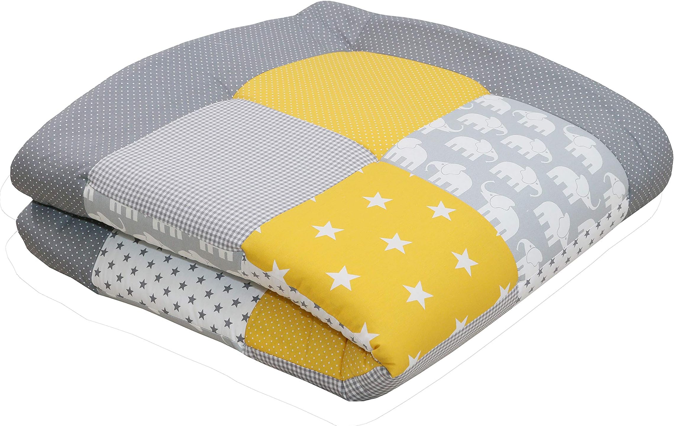 ULLENBOOM ® Baby playmat – Yellow Elephants (100 x 100 cm Baby Comforter Blanket, Great in The Pushchair or as a playmat; Motifs: Stars)