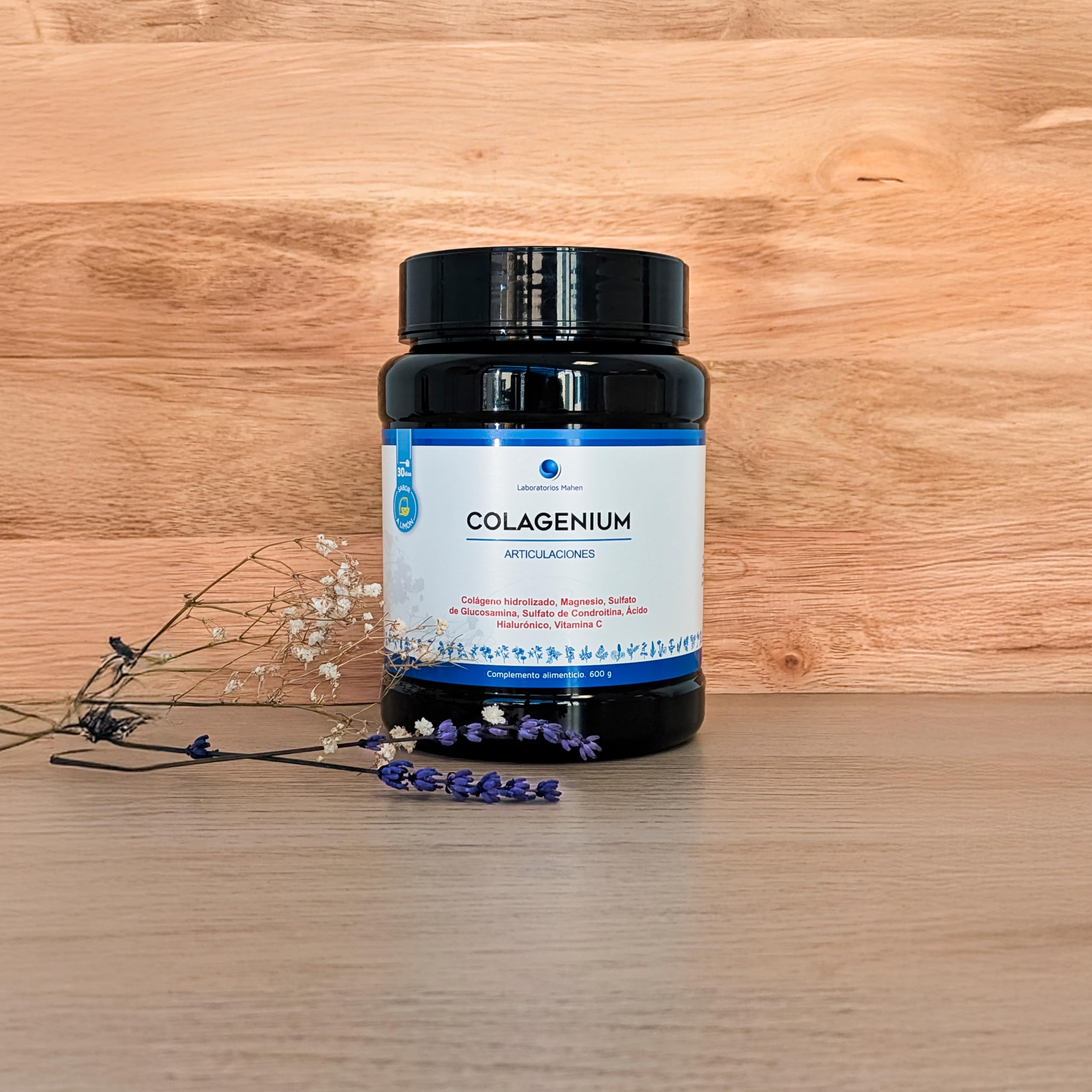 Laboratorios Mahen Just Podium Colagenium 600, Colágeno Hidrolizado + Magnesio + Ácido Hialurónico + Vitamina C + Vitamina a + 100% Natural, Sabor Limón, 600 g (Paquete de 2)