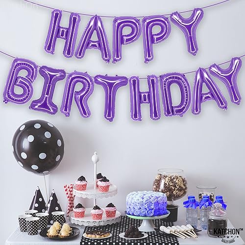 Miniatura 7 de KatchOn, Purple Happy Birthday Balloons - 16 Inch  Purple Happy Birthday Banner, Purple Birthday Decorations for Women  Purple Balloons, Purple