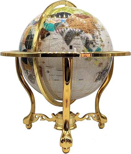 Unique Art - Globo del mundo de 21 pulgadas de alto con trípode dorado