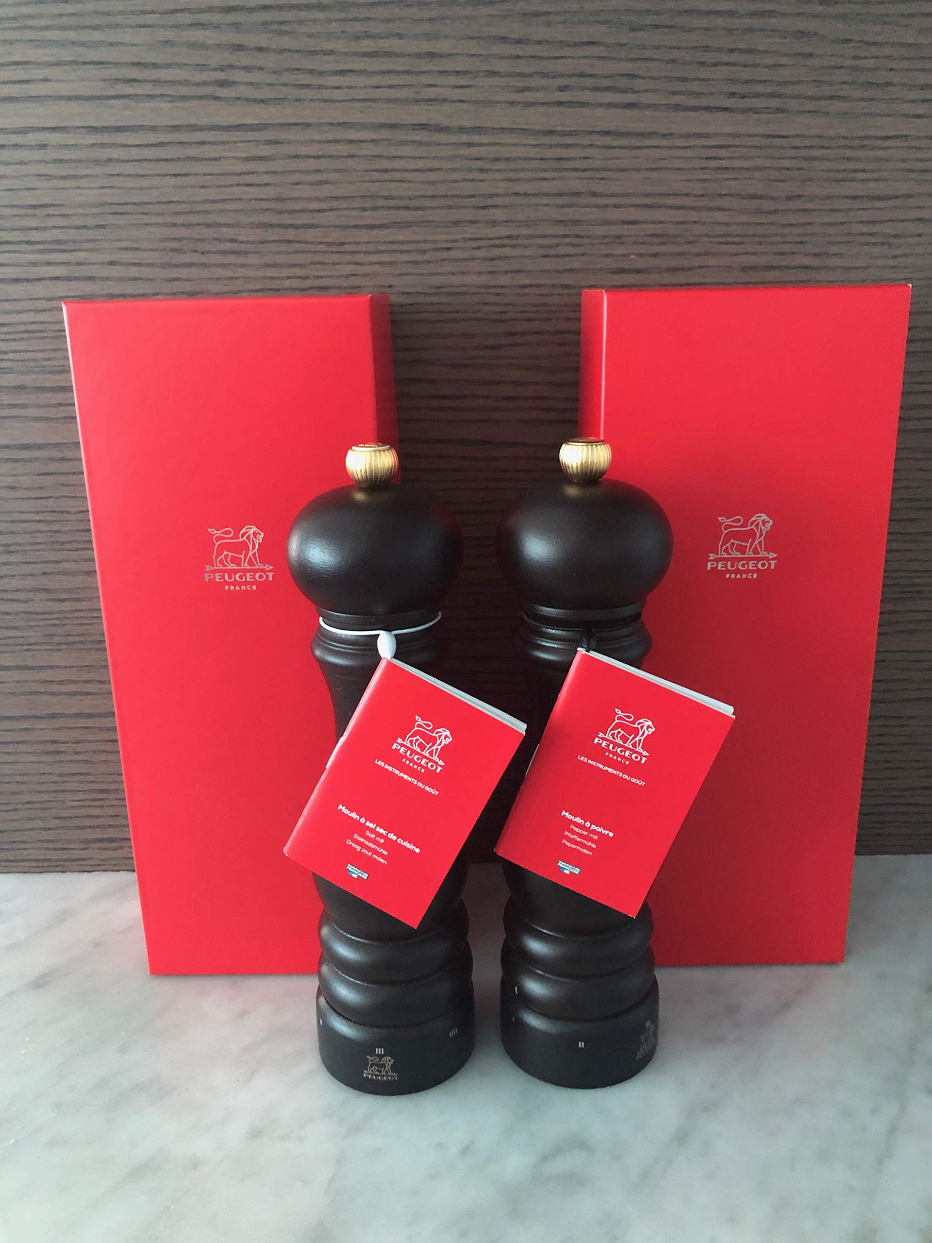 Peugeot Paris U'Select 9-Inch Pepper & Salt Mill Set, Chocolate, Gift Boxed