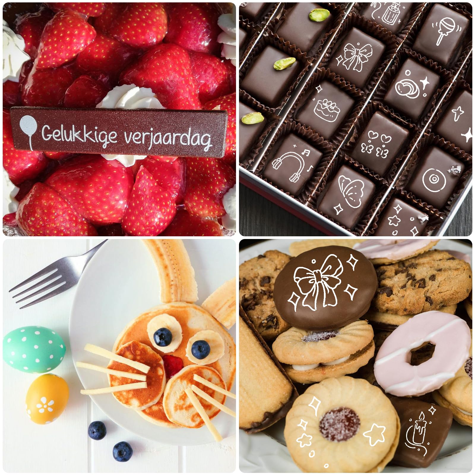 3 Rotuladores Alimentarios Blancos - Tinta Comestible para Decorar Pasteles, Chocolate, Fondant y Galletas - Especial para Superficies Oscuras