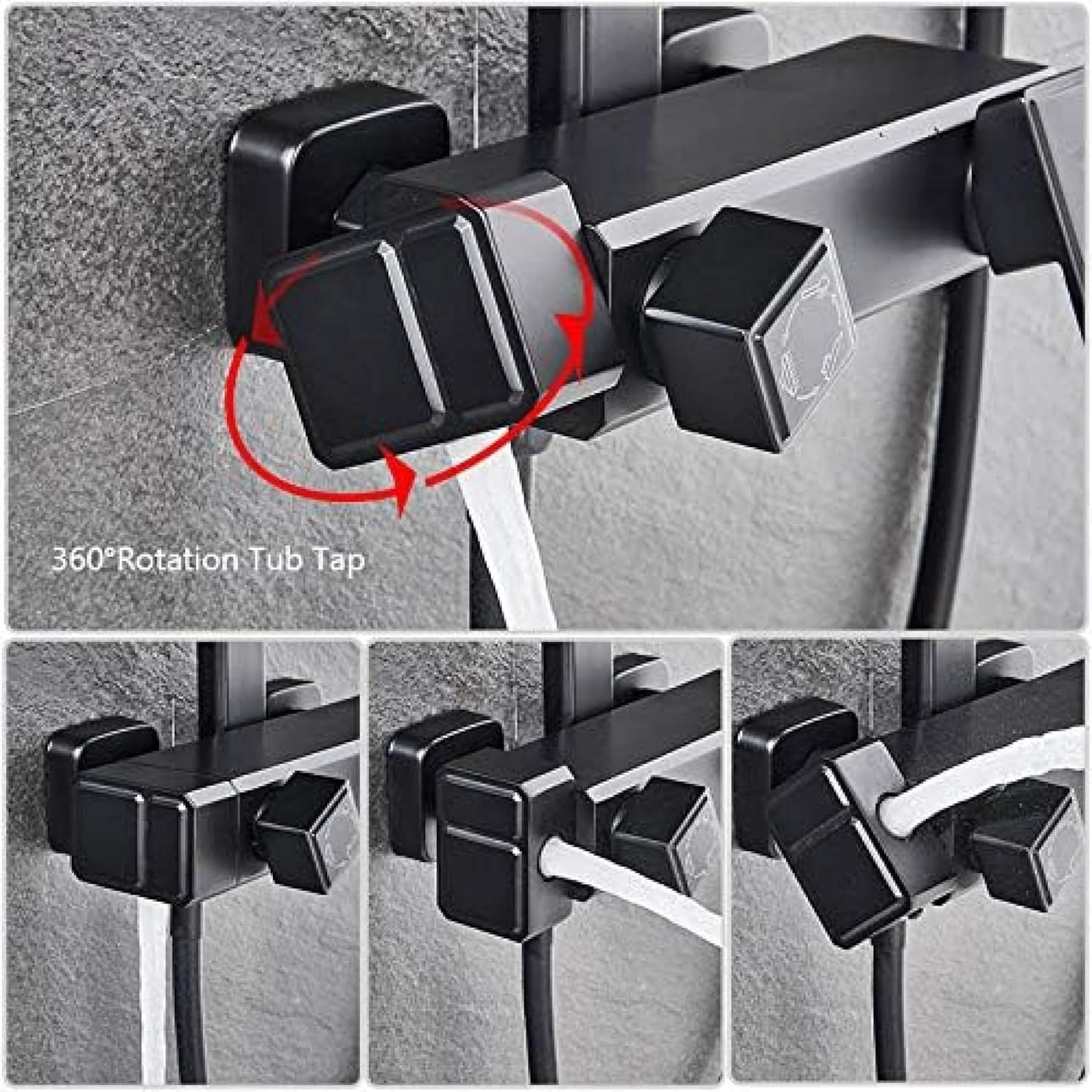 Black Shower Faucet Sets Wall Mounted Shower Suit Bath Shower Kits Rainfall Shower Head Brass Mixer Valve Handshower