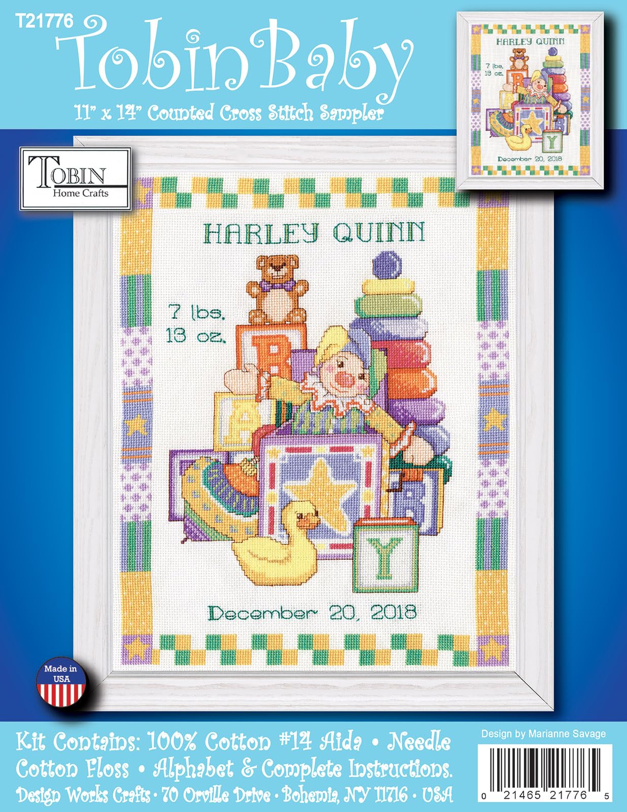 Tobin Jack In The Box Cross Stitch 14 Count Tobin Jack In The Box Cross Stitch Kit - 11x14 Inch 14 Count Aida Fabric Cross Stitch Pattern Recycled Materials Boots