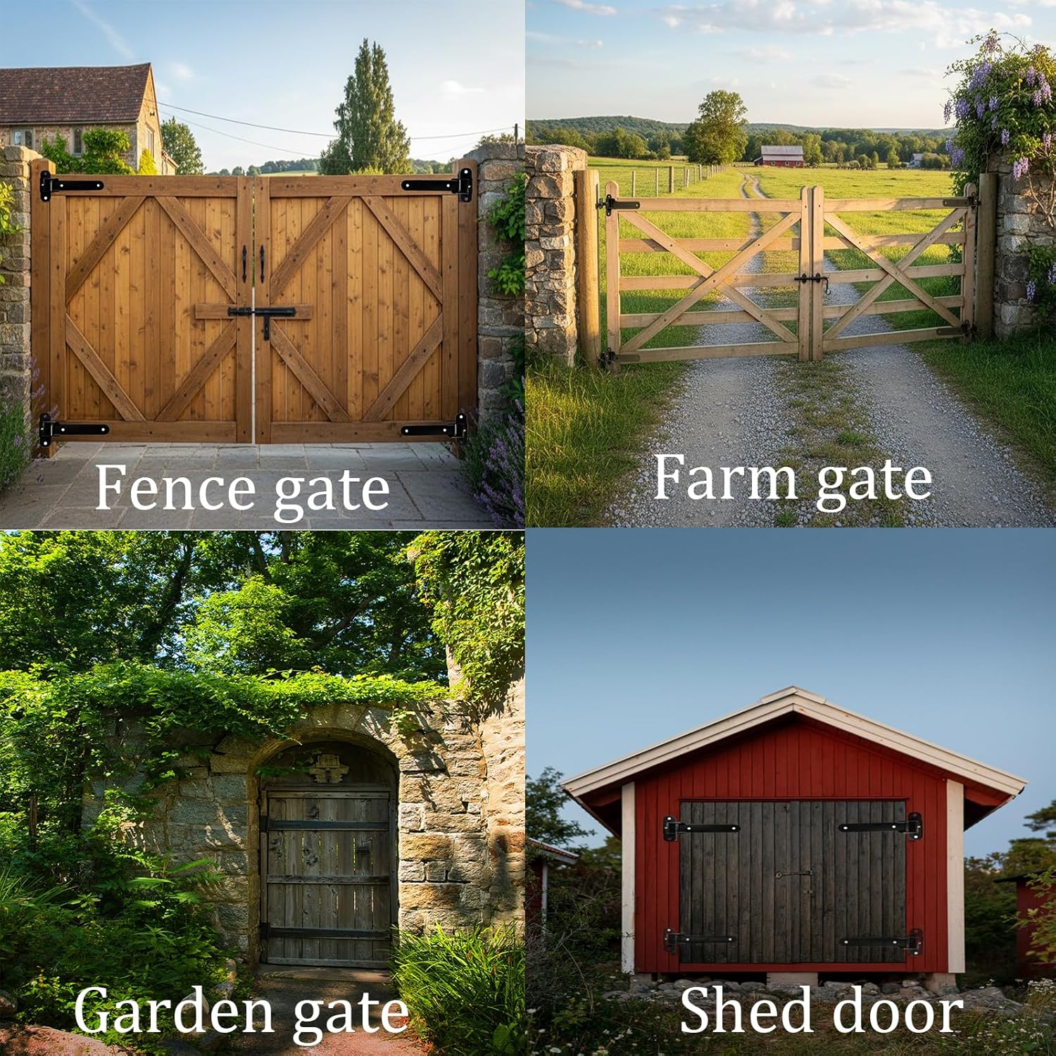 Heavy Duty Gate Hinges, 13'' Black Steel Outdoor Gate Hinges 900 lbs Capacity for Fence & Farm Gates, Rust Resistant Bolt-On or Weld-On Gate Hardware for Garden, Shed & Driveway Doors (2 Pack)