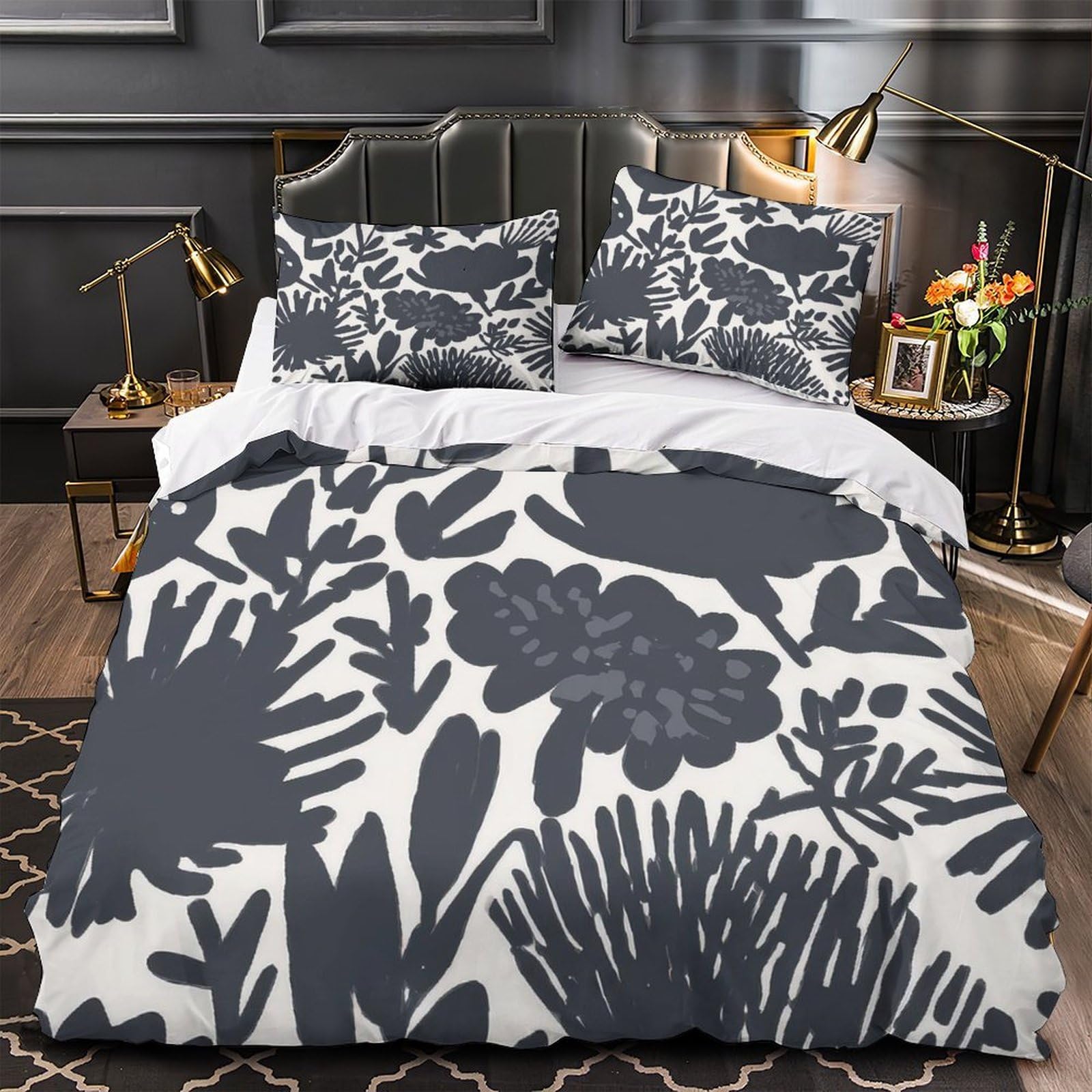 Housse de couette fleurs roses vintage 3D en microfibre résistante 260x220