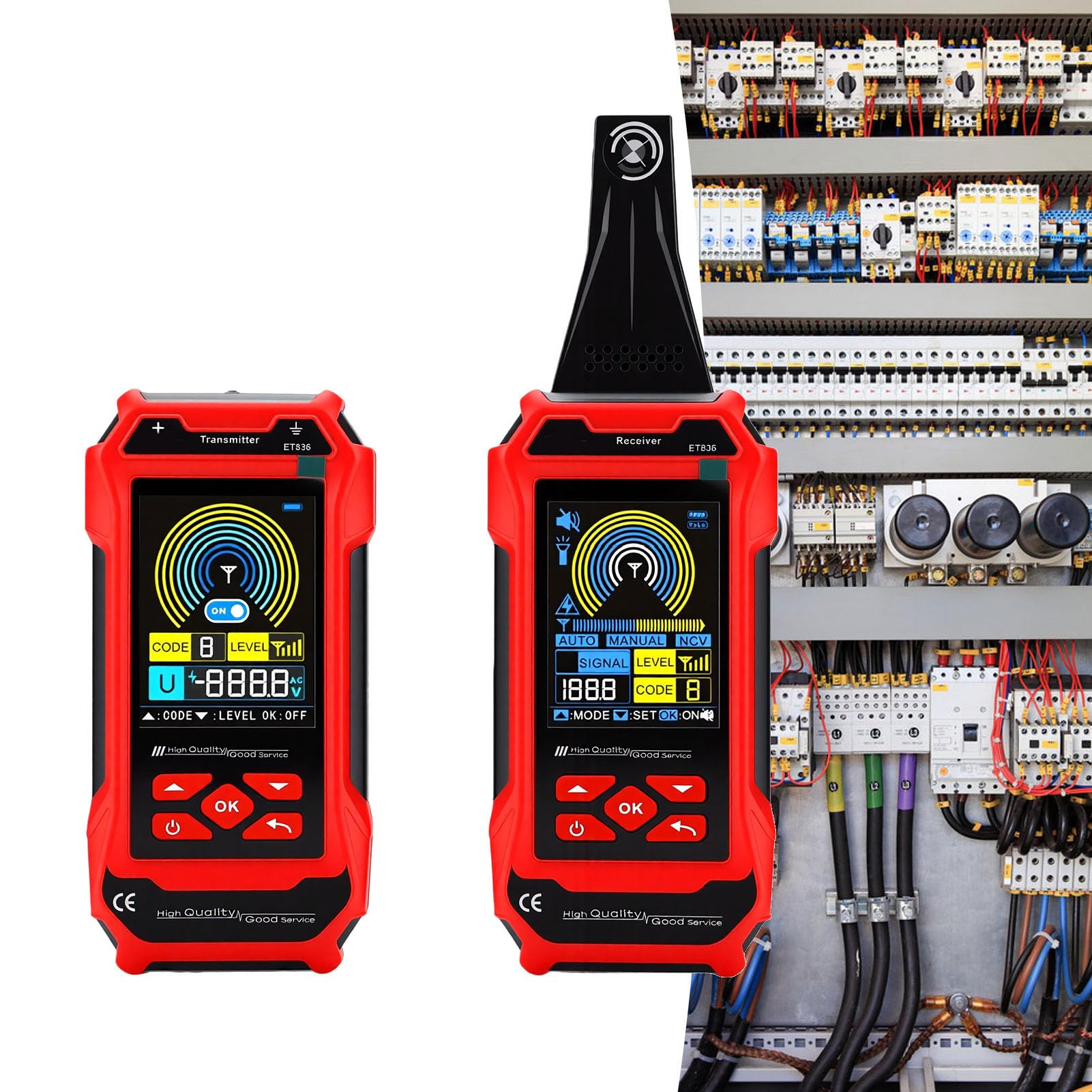 Eujgoov Localizador de Cables ET836, Detector de Cables 125kHz, Rastreador de Señales Subterráneas para Pared, Localizador de Roturas y Cortocircuitos, Probador de Tensión NCV con