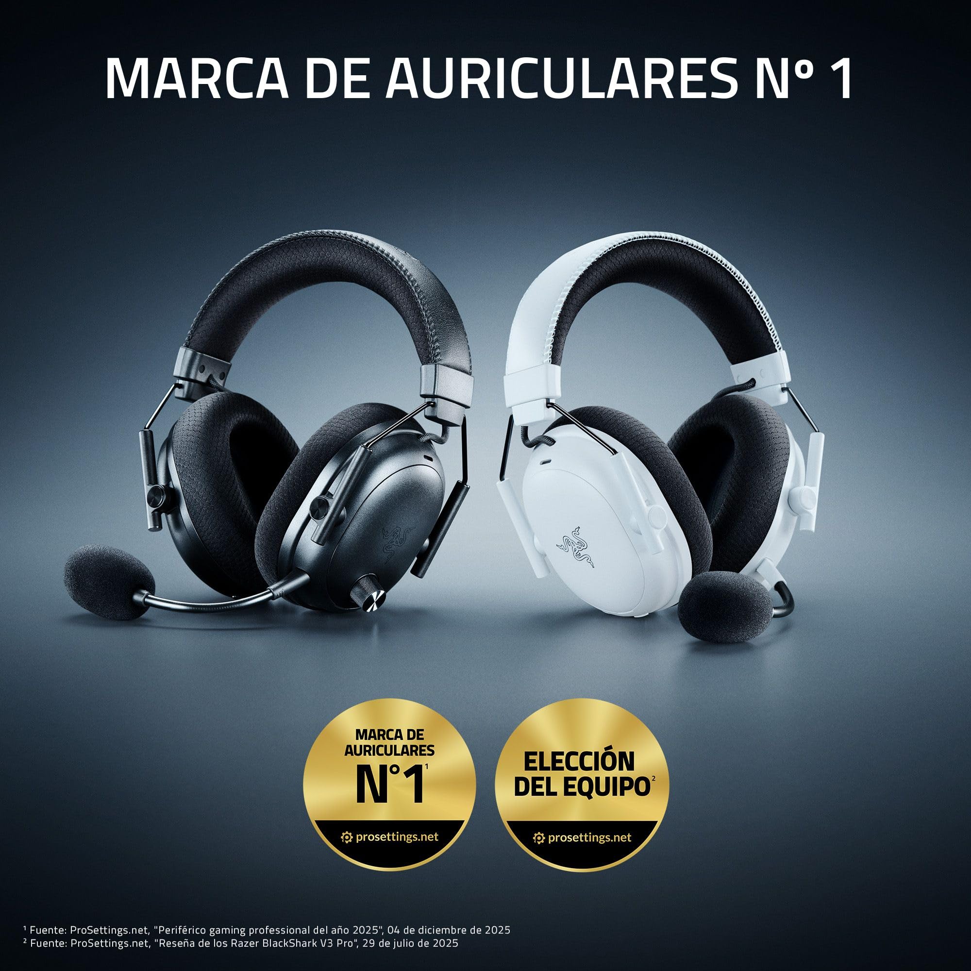Razer BlackShark V3 Pro - Auriculares inalámbricos para Esports con cancelación Activa de Ruido (ANC) - Diafragmas 50mm - Micrófono extraíble - Wireless 2,4GHz & Bluetooth - FPS - PC/Mac | Negro