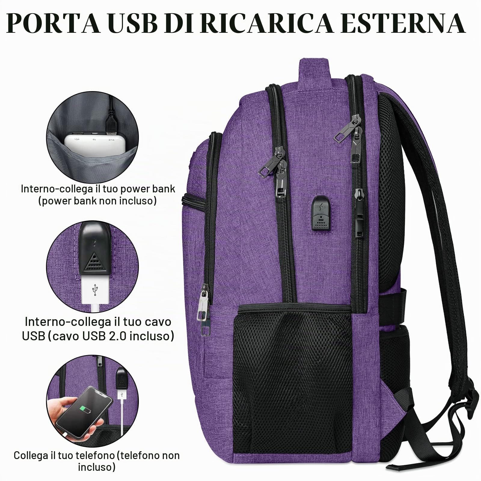 BIKROD Zaino Uomo per PC Portatile 15,6 Pollici con Caricatore USB, Zaino da Lavoro Impermeabile Laptop Computer Notebook Scuola Viaggio Regalo Uomo & Donna