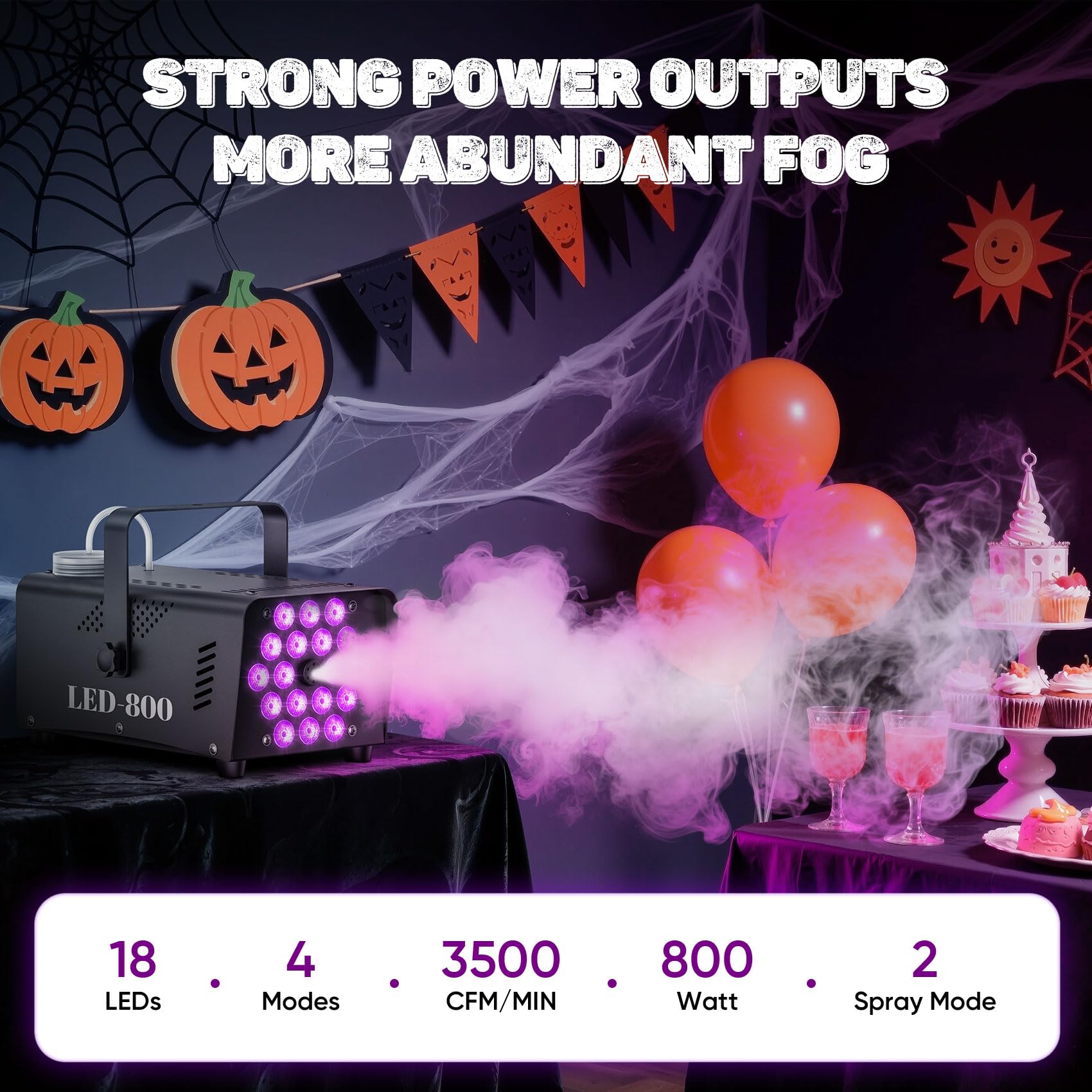 Fog Machine, 800W Smoke Machine With 13-Color LED Effects, 3500CFM Smoke Machine Fog Output, Wired And Wireless Remote Control,Ideal For Halloween, Wedding And DJ Stage