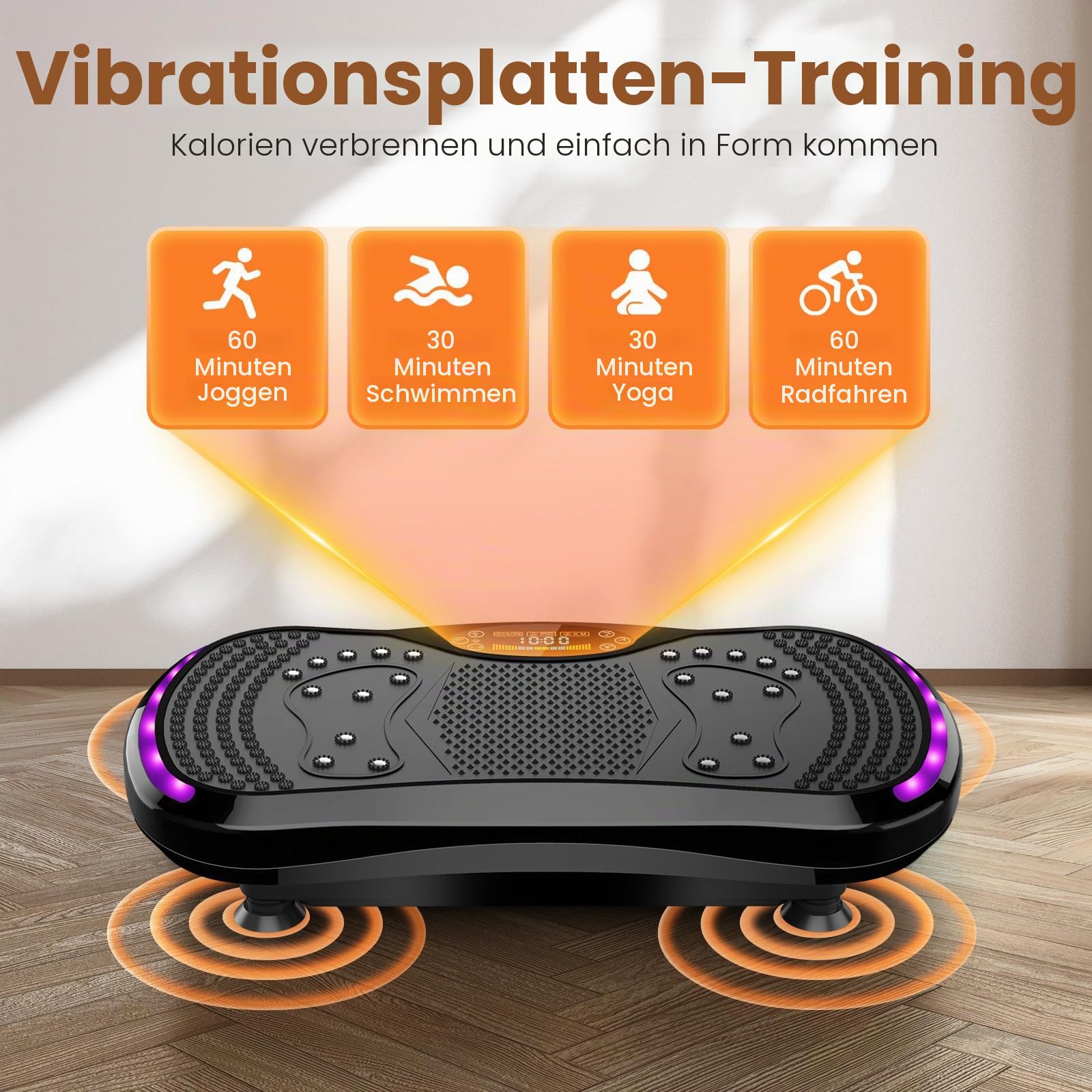 IERAKOR Vibrationsplatte mit Bluetooth und 9 Programmen