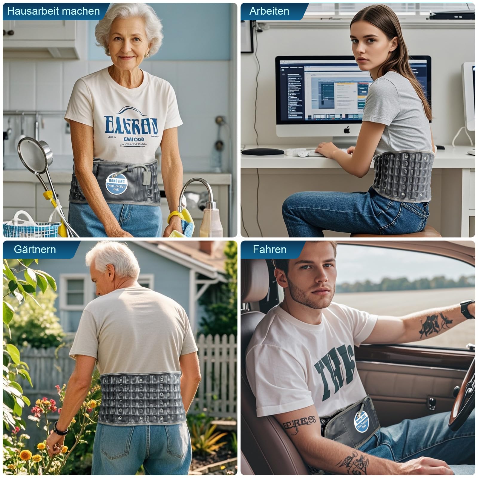HONGJING Dekompressions-Rückengürtel mit elektrischer Pumpe zur Linderung von Rückenschmerzen, aufblasbare Lendenstütze zum Heben, Einheitsgröße für Taillen 29–49 Zoll