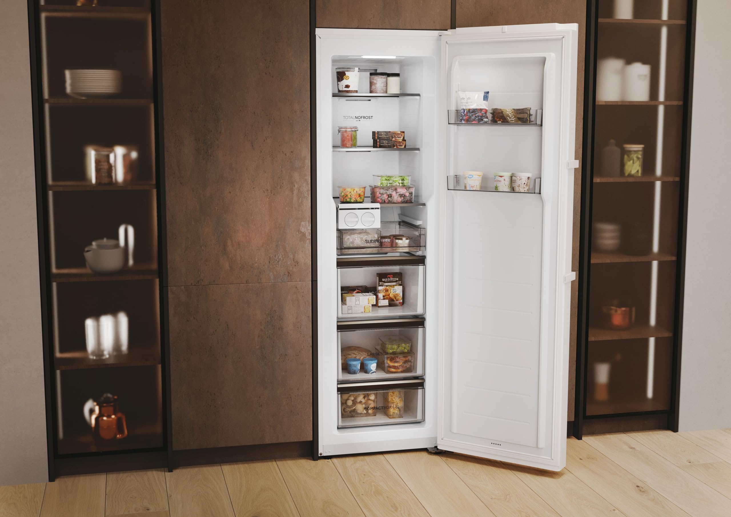 Haier Congelatore con sbrinamento automatico e macchina per cubetti di ghiaccio I Instaswitch H4F306WDH1 I Total No Frost congelatore, capacità 301 l, utilizzabile anche come frigorifero I Freezer con