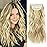 Clip in Long Wavy Synthetic Hair Extension 20 Inch 4PCS Dark Golden Mix Beige Blonde Highlights Hairpieces Thick Double Weft Hair Extension for Women (4pcs, 20Inch, P86/613)