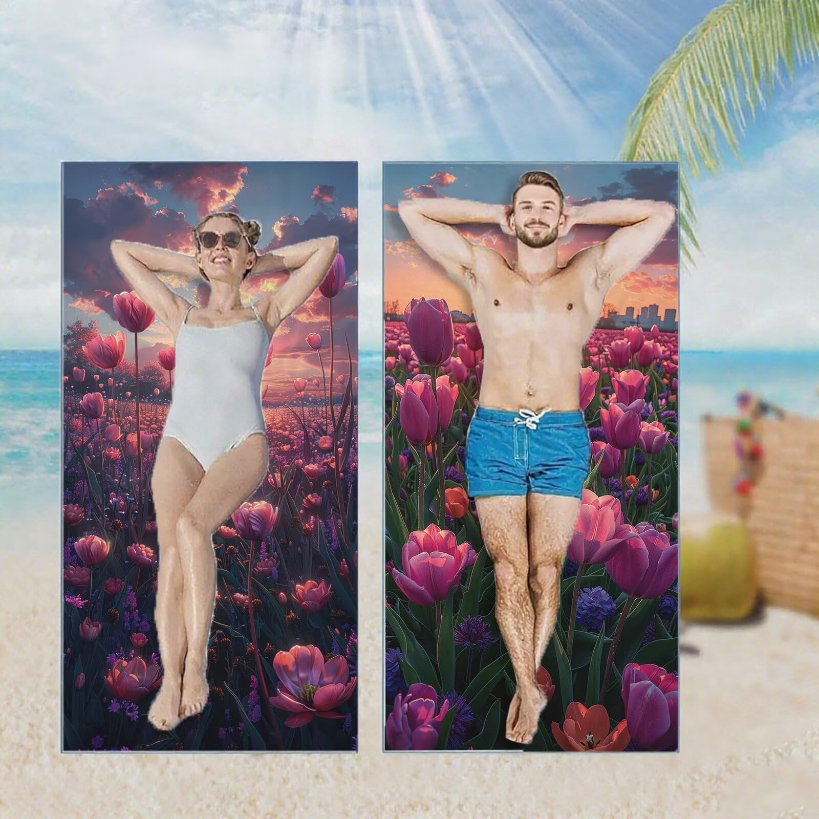 Ręcznik plażowy, ręczniki plażowe z mikrofibry, szybkoschnące lekkie ręczniki podróżne bez piasku, duży ręcznik kąpielowy dla dorosłych 100 x 220 cm, do pływania na basen, jogę, siłownię, kemping