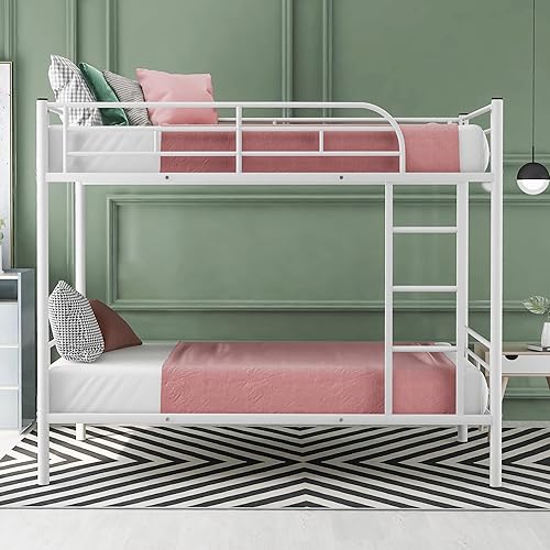 Miniatura 3 de Marco de cama doble para niños 2 camas de plataforma de casa de madera con valla muebles de dormitorio Montessori para dos niños niñas y adolescentes