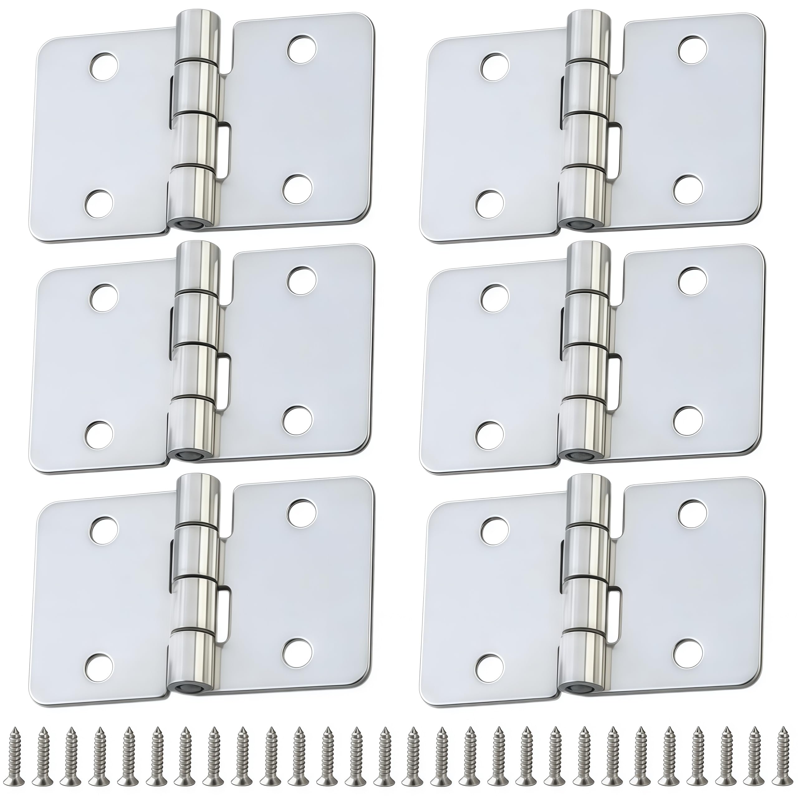 Vbnexyr Regular Hinges 6 Pack Of 270 Degree Stainless Steel Folding Cabinet Door Hinges Suitable For Wooden Crates Doors Windows And Diy Projects 30 * 48 * 1.5Mm Flat Hole