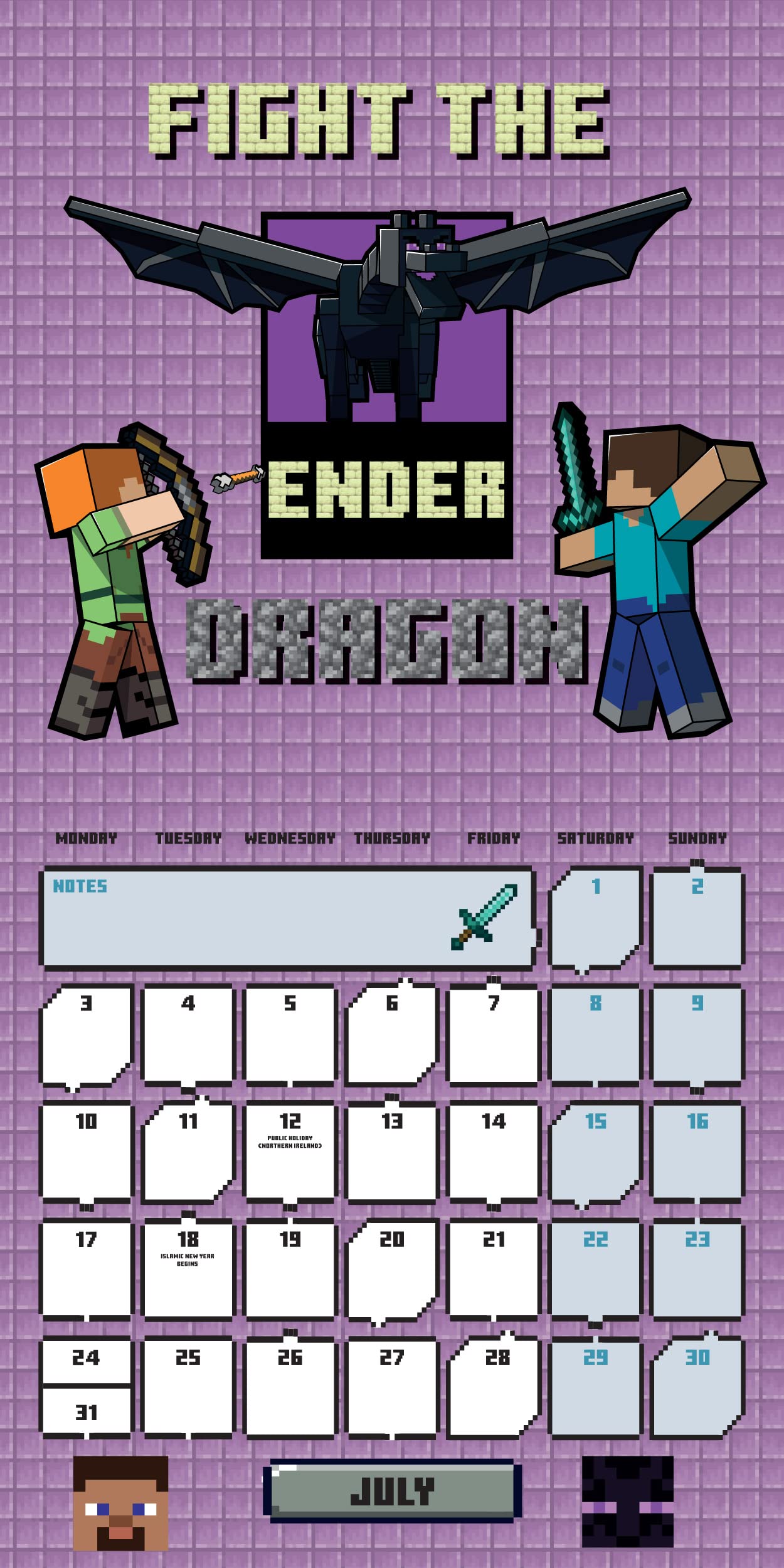 Danilo Calendario Minecraft - Calendario pared 2023 - Calendario mensual 30x30cm - Producto con licencia oficial
