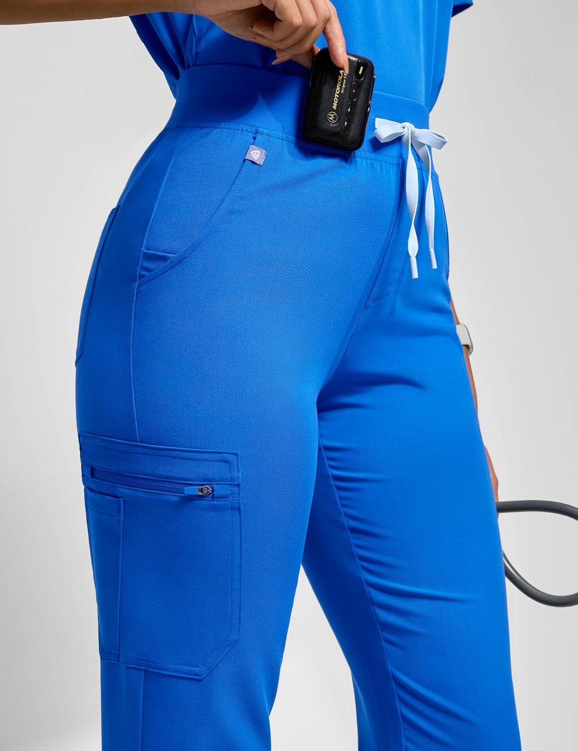 Womens High Waisted Jogger Scrub Pants - Soft Stretch Yoga Waistband Medical Bottoms with 7 Pockets Anti-Wrinkle - Image 3