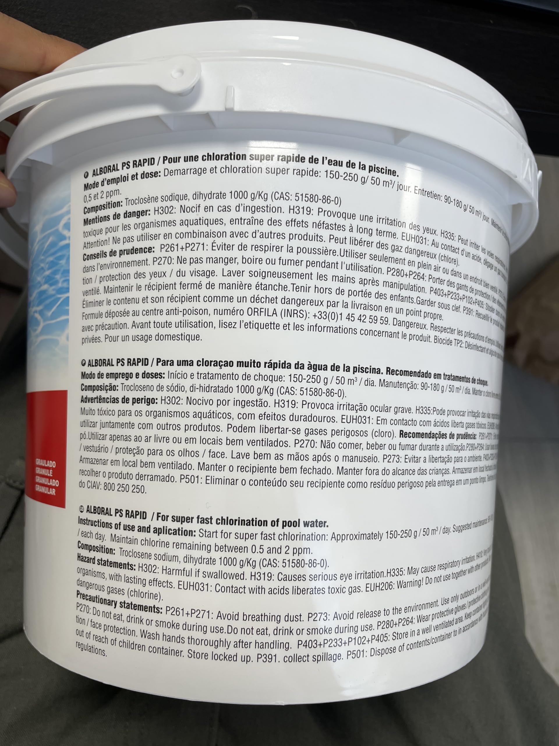 Cloro Choque Accion Rapida, Recuperador Agua Piscina deteriorada, Tratamiento Inicial de la Piscina, Fabricado en España, Forma del Producto Granular, Contiene 5 Kg - imagen 9
