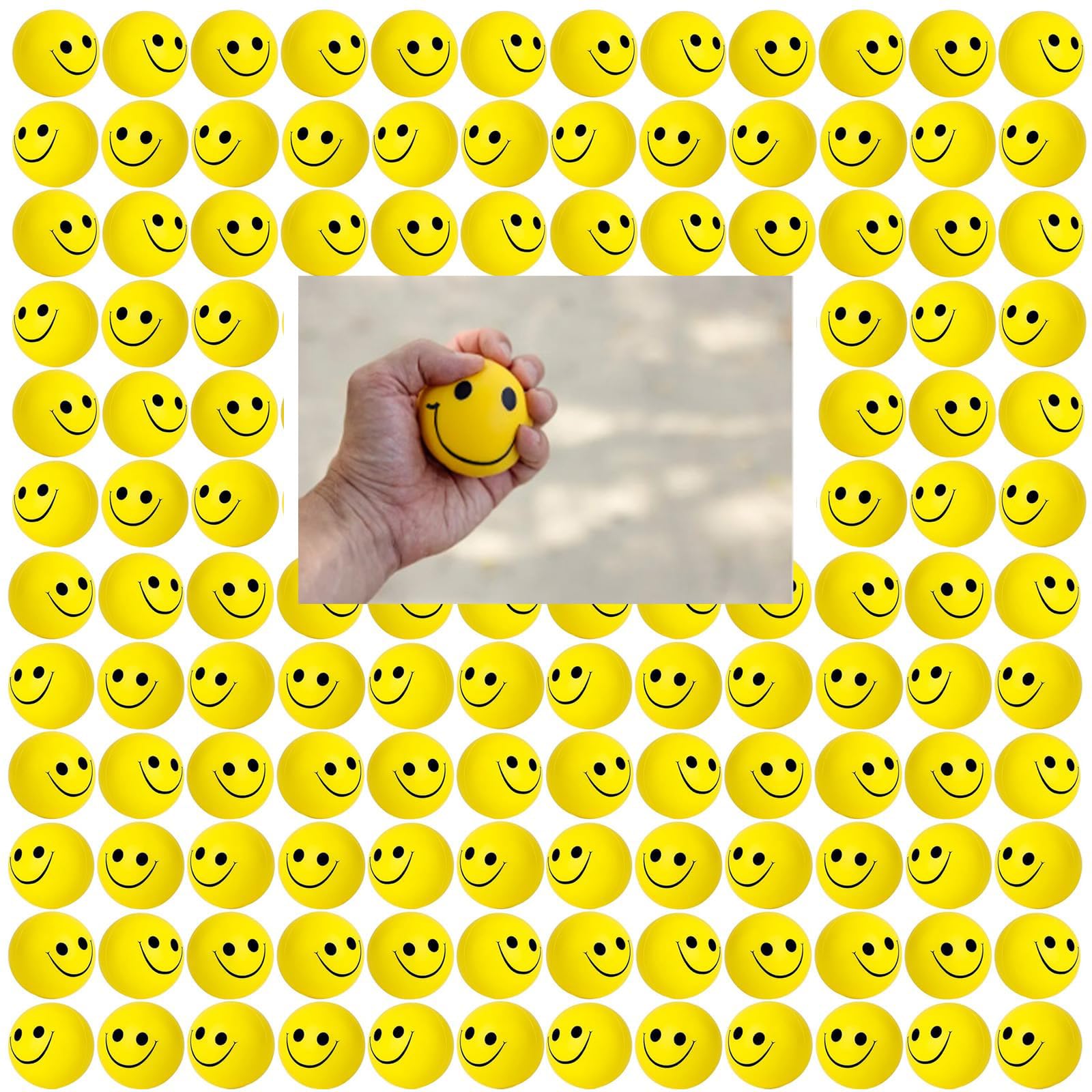 Balle Anti-Stress-Boule Anti Stress deVisage Drôle de Sourire, 100Pcs 5cm pour Enfant et Adulte, PU Souple pour Soulager l'anxiété -pour Fournitures de Festival -Fête Cadeau/Jouets extrudés
