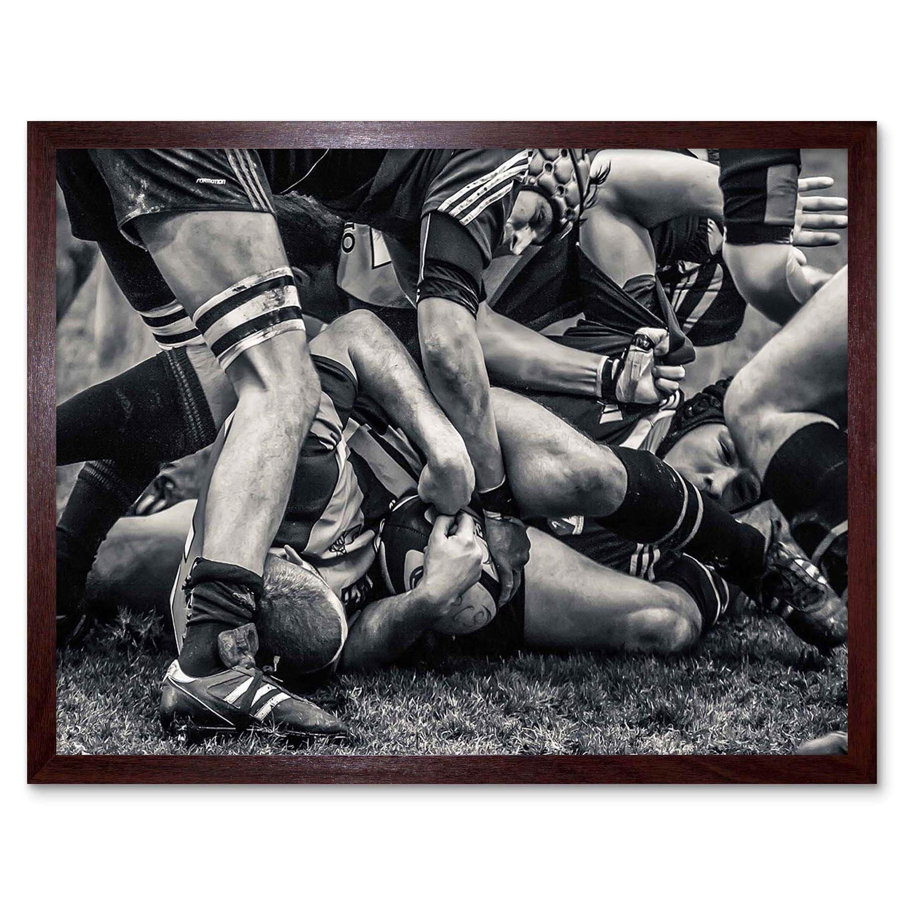 Wee Blue Coo Photo Sport Rugby Football Close Up Scrum Players Ball Game Art Print Framed Poster Wall Decor 12X16 Inch