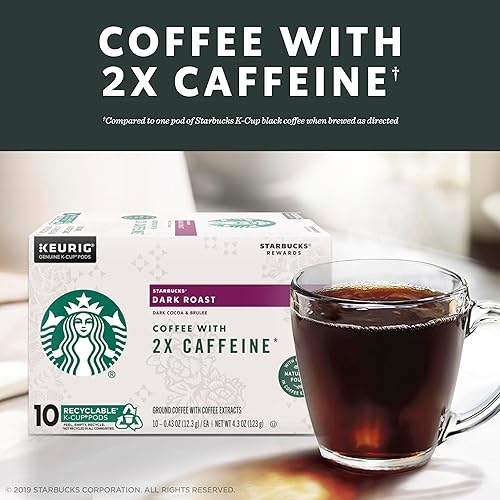 Miniatura 3 de Starbucks K-Cups de café tostado oscuro con 2 veces más cafeína, cápsulas de café para cafeteras Keurig, 1 caja (10 cápsulas)