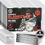72 HRS (Pack of 4) MIL-SPEC 137 × 224 cm Emergency Blanket-Mylar Blanket, Thermal Blanket Emergency, Waterproof, Retains 90% Body Heat for Winter Camping, Hiking, First Aid, Extreme Weather