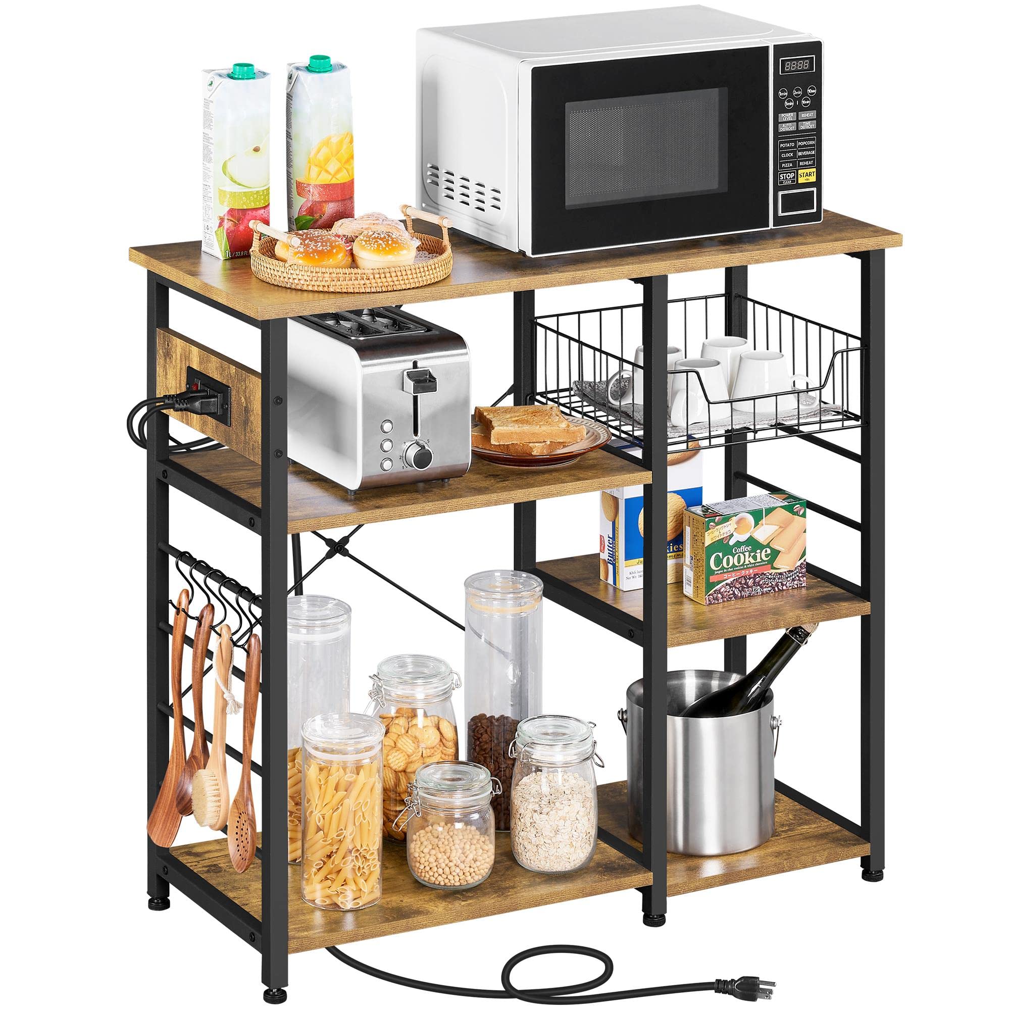 Buy Yaheetech 4Tier Bakers Rack with Power Outlet, 55" Microwave Stand