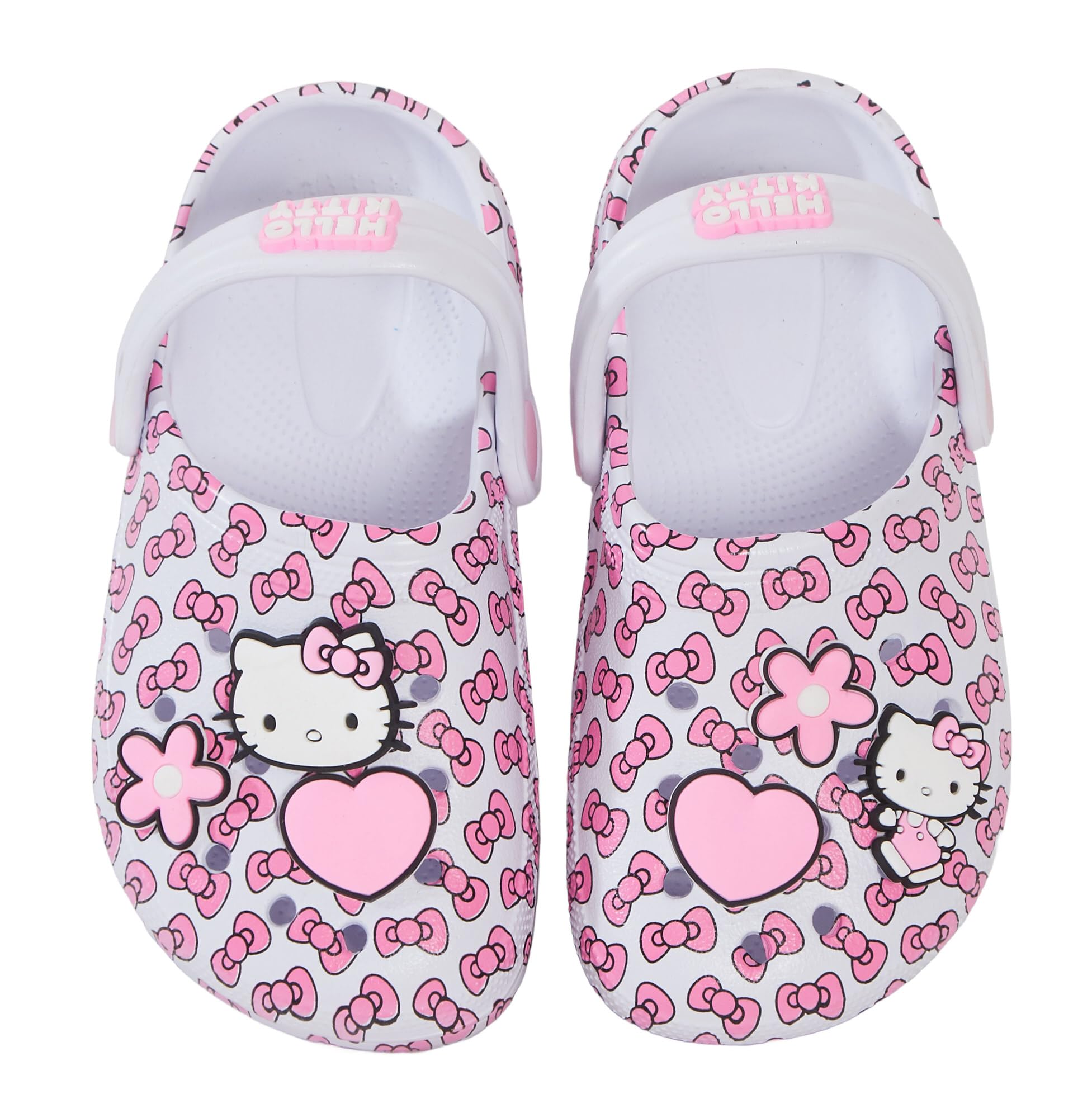 Hello Kitty Sabots pour filles avec breloques, badges, chaussures d'intérieur et d'extérieur avec sangle de cheville