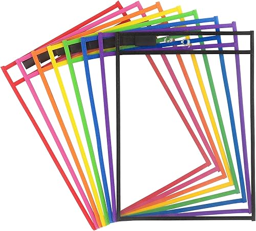 Tamaki Paquete de 8 fundas de bolsillo de borrado en seco con anillos soportes de boletos de 10 x 14 pulgadas fundas de plástico transparente para