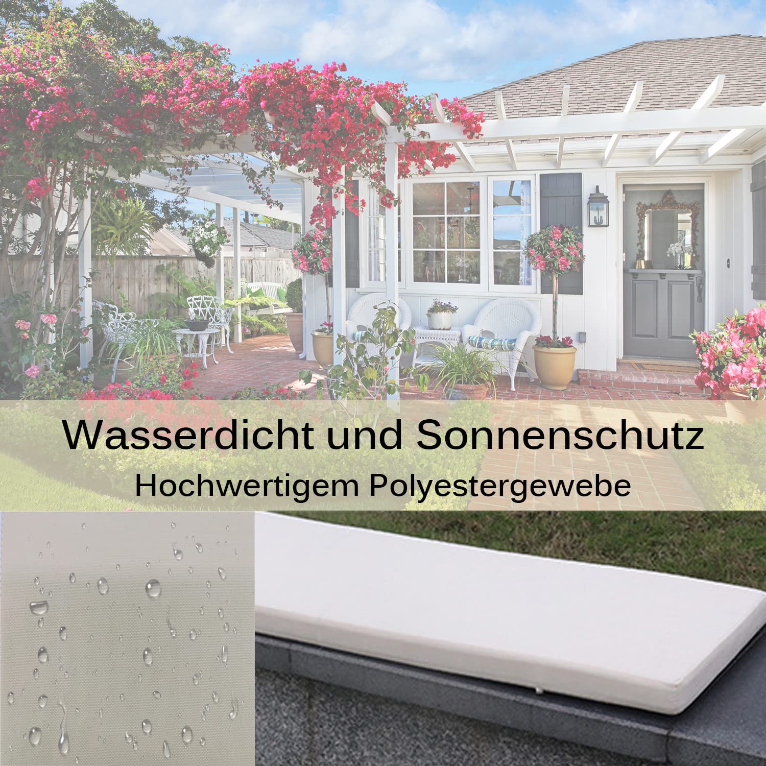 Generisch Waterproof Garden Bench Seat Cushion with High Density 45D Foam Washable and Removable Palettenkissen for Outdoor Bench Dining Room Patio Durable and Comfortable Sitzkissen