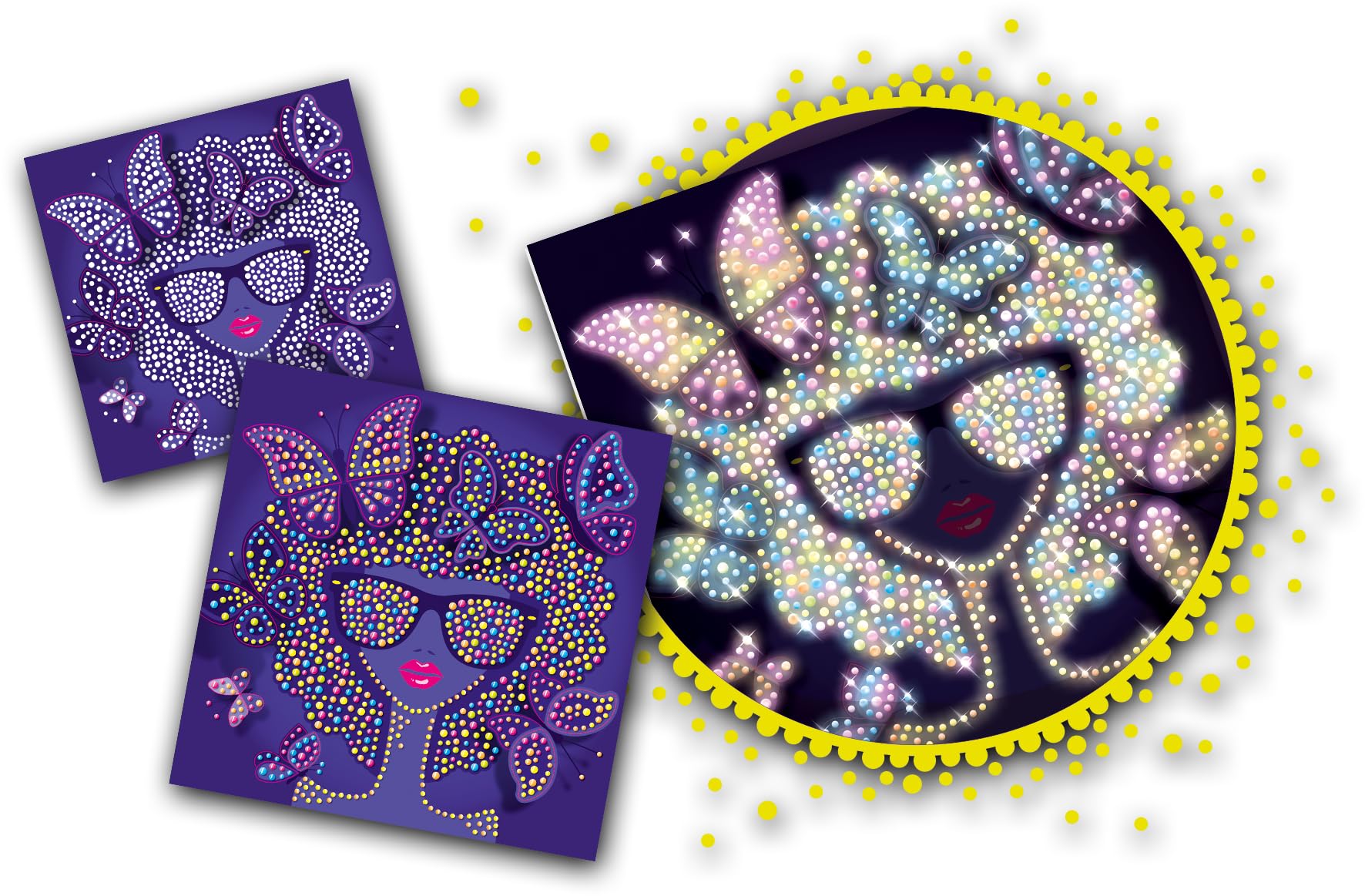 Lansay PIXELO Phospho 2D – Kit de Dibujo Fosforescente con Punteado – Bolígrafo Electrónico + 8 Láminas en Fondo Negro – 6 Rotuladores Glow – Manualidades Creativas Niños 7+