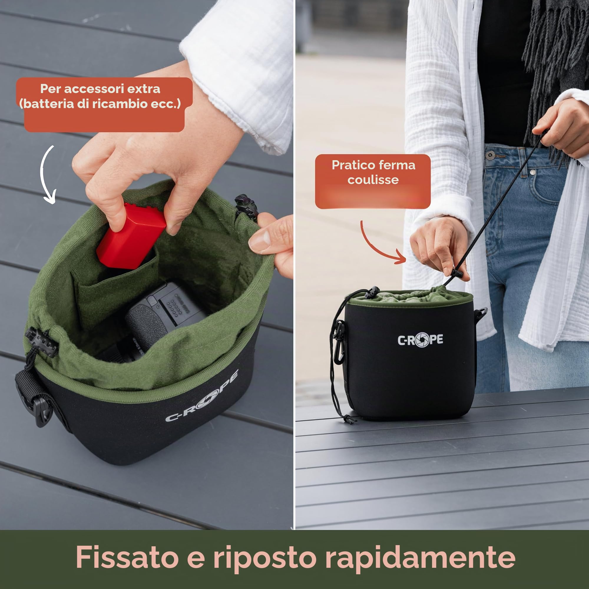 C-Rope Borsa per fotocamera in neoprene, custodia in neoprene con imbottitura in pile, impermeabile, accessori per fotocamera