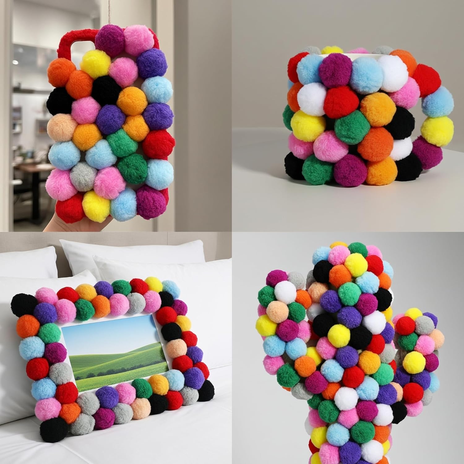 Pllieay 60pcs 15 Colors 2.5 Inch Very Large Assorted Pom Poms Arts and Crafts for DIY Creative Crafts Decorations