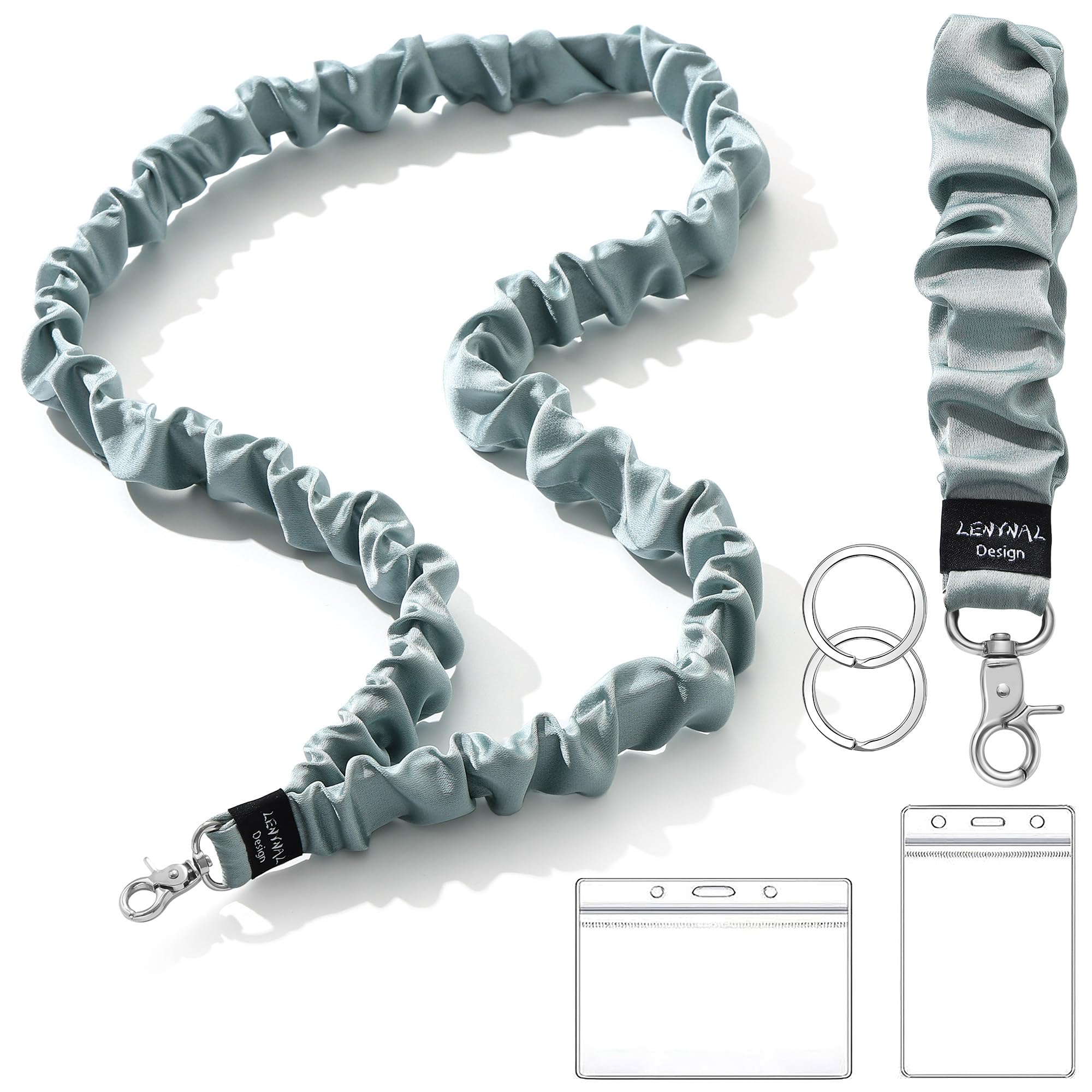 LENYNAL Scrunchies Lanyards for Id Badges and Keys, Stretchy Teacher Lanyard for Women Nurse Cruise Ship