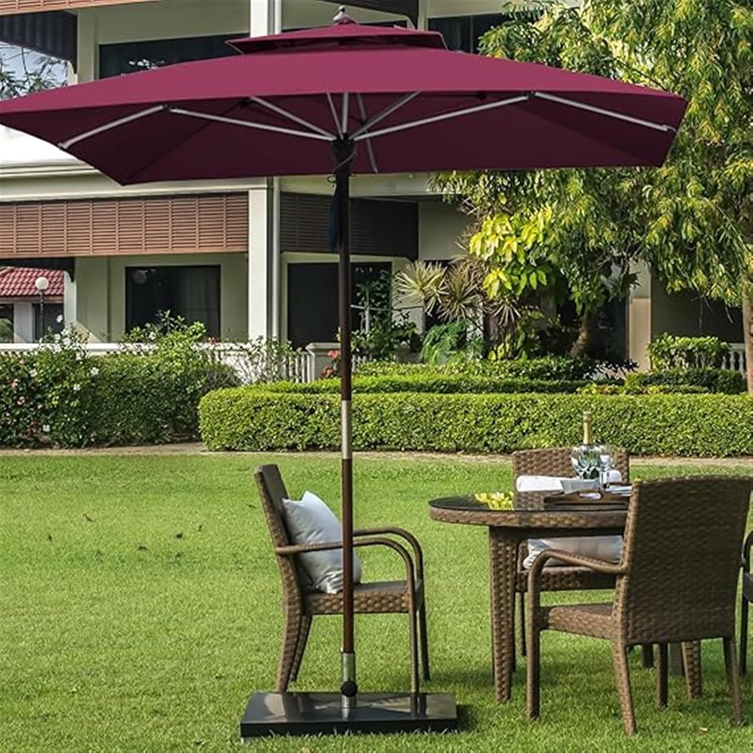 Wygwlg Canopy Parasol Umbrella Replacement, 10 X 10 Ft Square Patio Cantilever Umbrella Replacement Canopy, Outdoor Waterproof Durable Table Parasol Top, for Yard Garden Patio(Khaki)