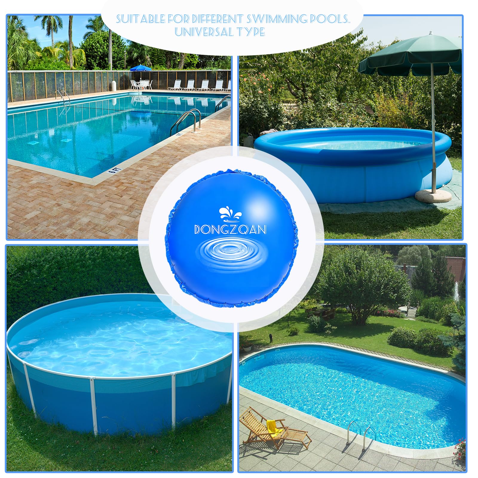 DONGZQAN Poolkissen Winter Rund, 2 Stück Pool Winterkissen, 120 * 120Cm Aufblasbare Poolabdeckung, 0,3 Mm Dickes PVC für Die Winterschwimmbadabdeckung