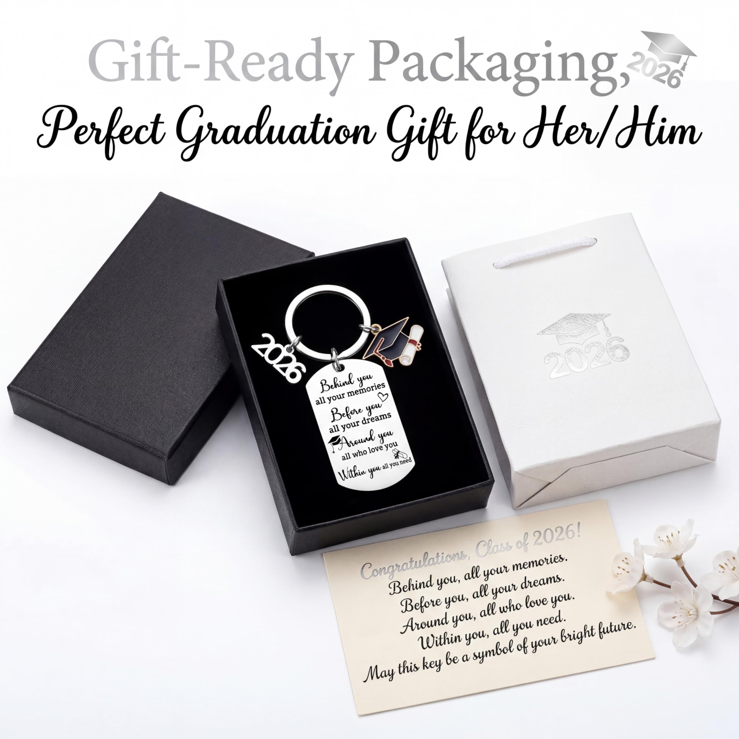 2026 Keychain - Personalized Stainless Steel Graduation Gift for Graduates with Charm of 2026