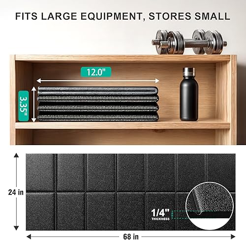 Miniatura 2 de Alfombrilla plegable para caminadora, tapete para equipo de ejercicio de bicicleta, 14 de pulgada de grosor, 68 x 24 pulgadas, antideslizante,