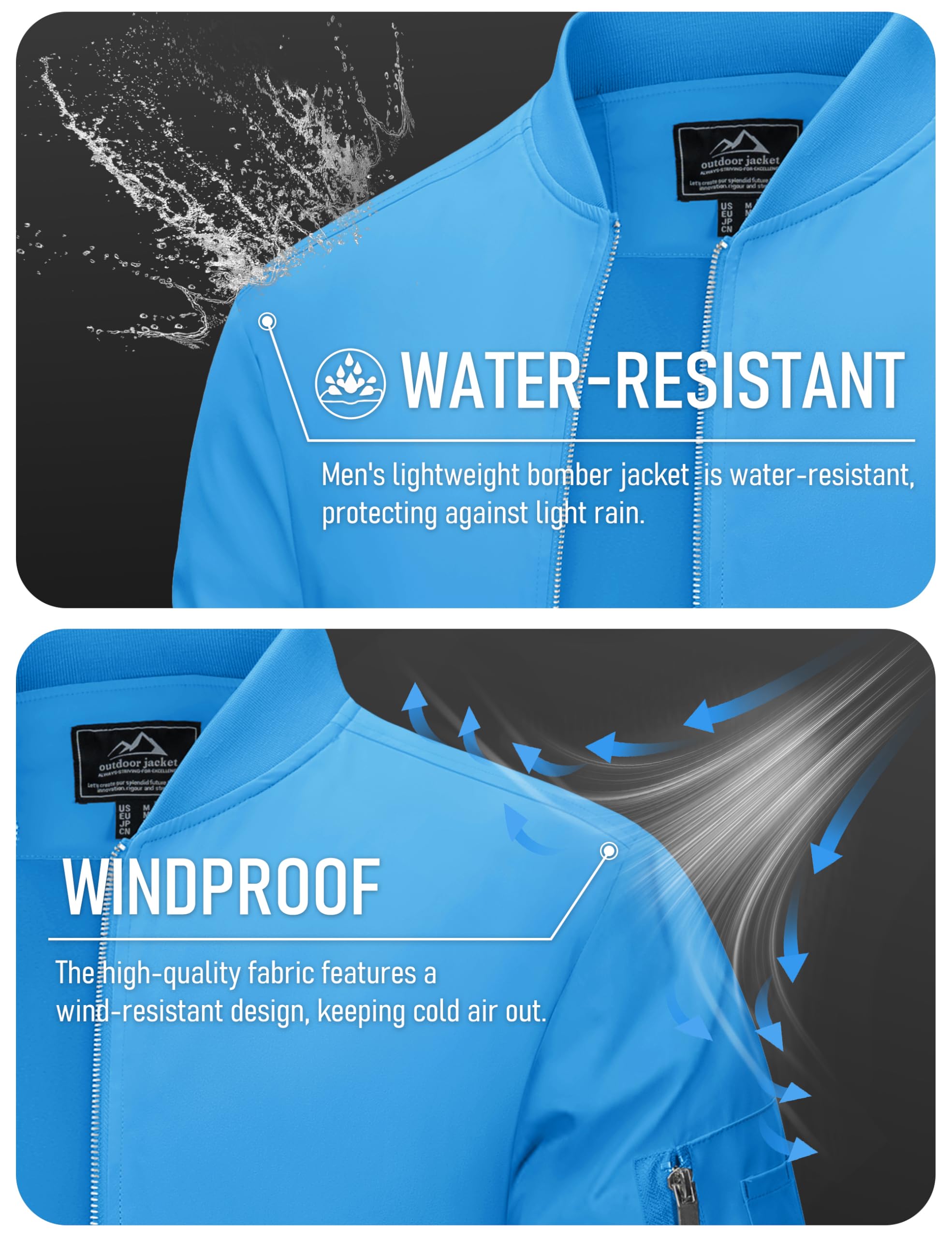 MAGCOMSEN Men's Jacket Lightweight Windbreaker Bomber Jacket Windproof Casual Jacket Zip Up Coats Outwear with 5 Pockets