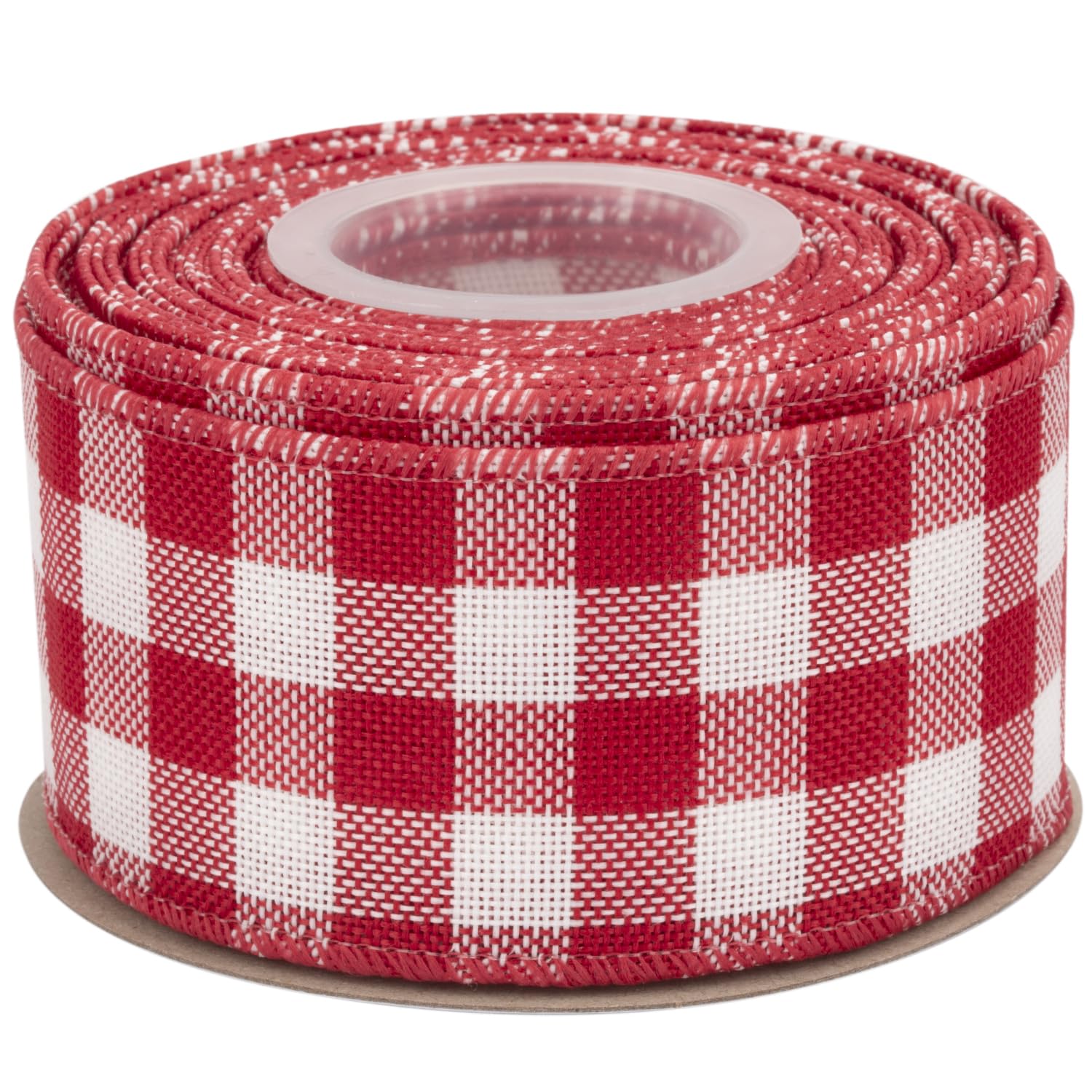 Joycrosso Wired-Edge Checkered Burlap Ribbon, 50mm x 9 Meter, Red/White, Buffalo Plaid Ribbon for Gift Wrapping, Christmas Decorations, Wreaths, Big Bows, Rustic Farmhouse Holiday Decoration — image 1