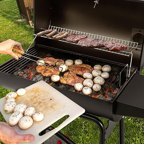 Miniatura 9 de Royal Gourmet CC1830 Parrilla de Carbón de Barril de 30 Pulgadas con Rejilla de Calentamiento, Parrilla de BBQ al Aire Libre con 627 Pulgadas